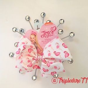 Jojo Siwa White Flamingo Cheer Bow NWT